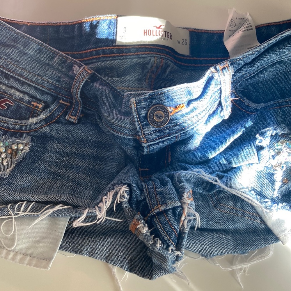 Blue frayed Hollister jean shorts